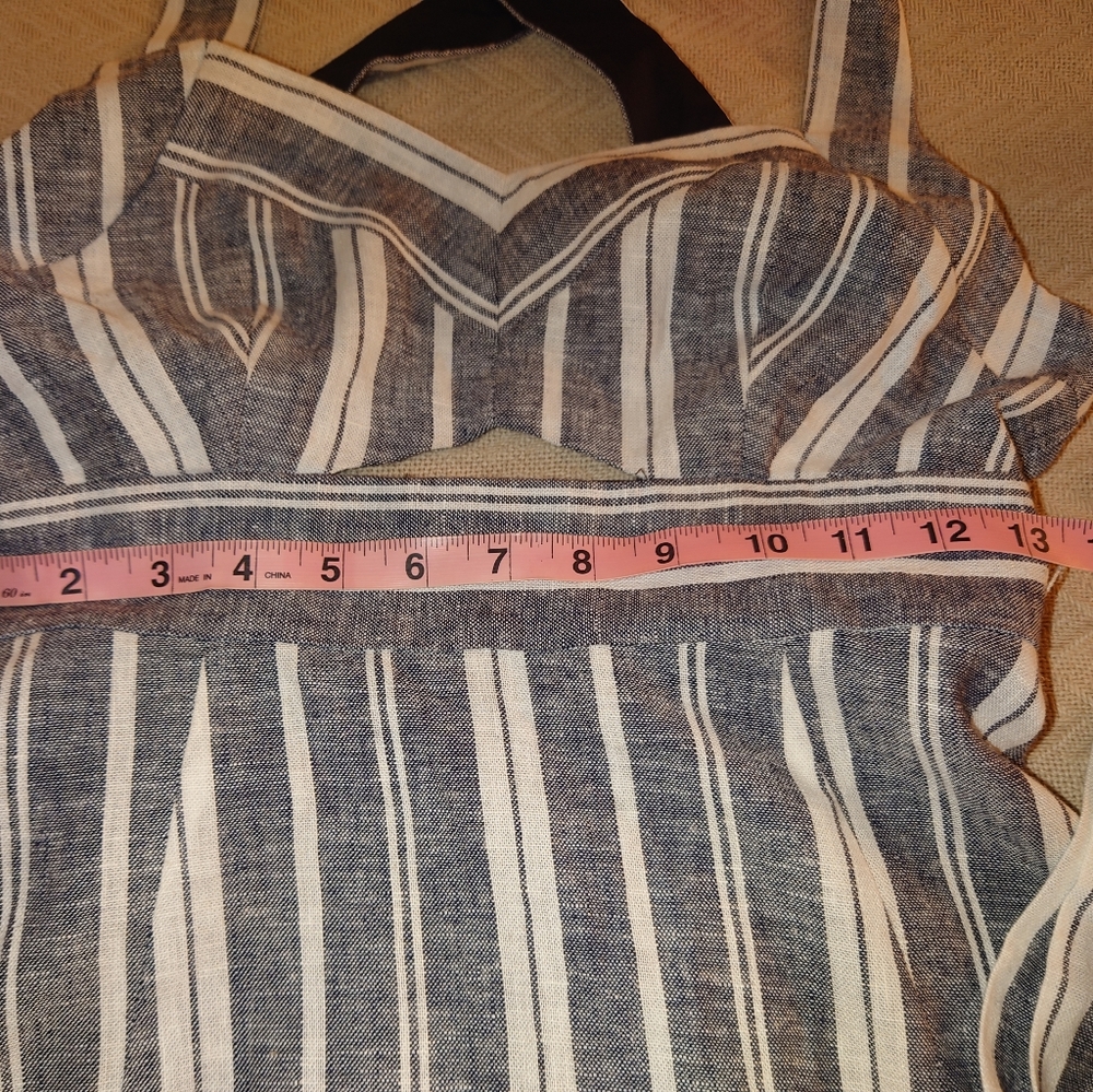 NWOT BCBG MaxAzria Cut-out Linen Halter Midi Dress - XS / 2 Striped Sundress Tea - Picture 8 of 12